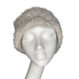 Free People Fuzzy Chunky Knit Slouchy Beanie Hat In Cream